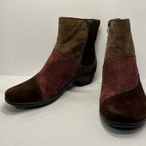 Brown and Burgundy Ankle Boots